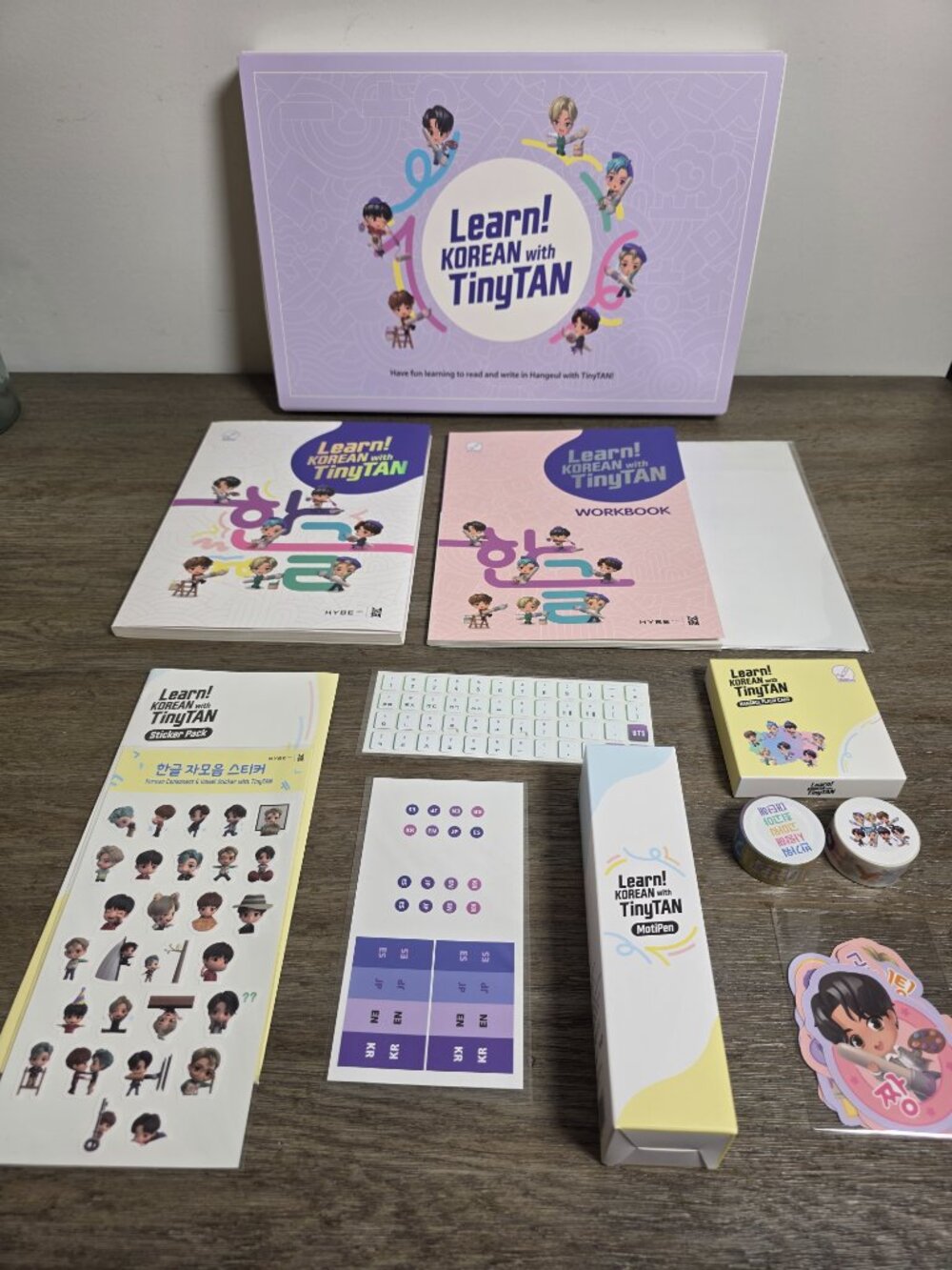 BTS Learn Korean with TinyTAN HYBE Official Study Box Set with MotiPen ARMY NEW